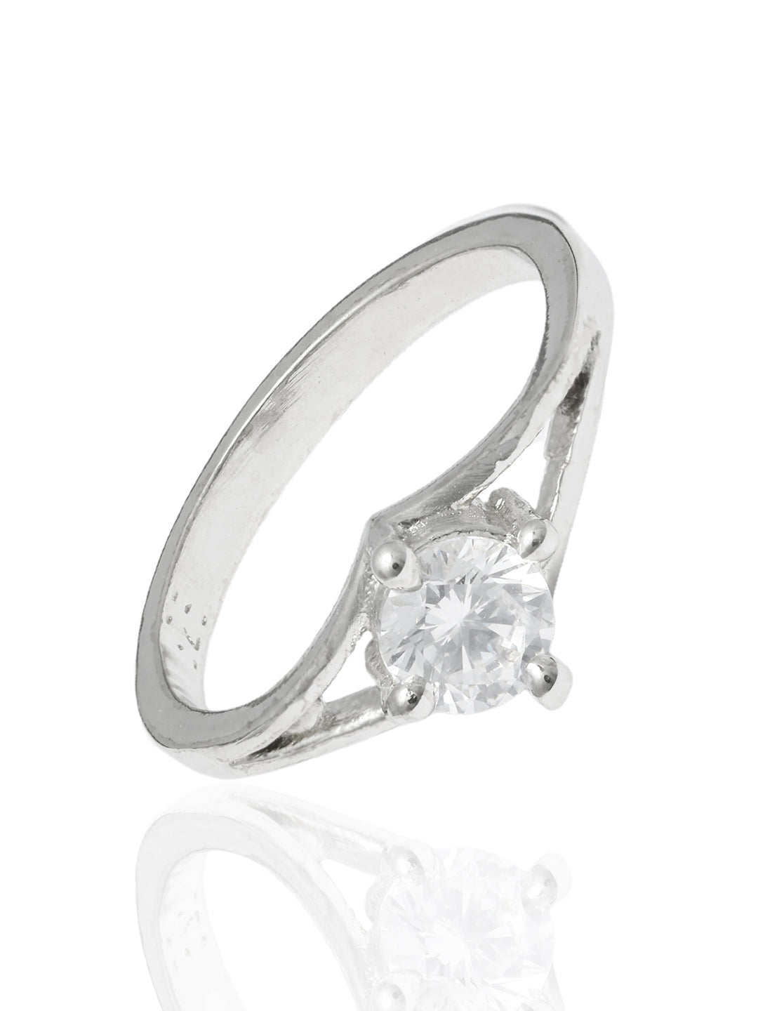 Timeless Solitaire Sterling Silver Ring