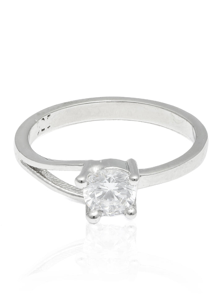 Elegant Solitaire Sterling Silver Cubic Zirconia Ring