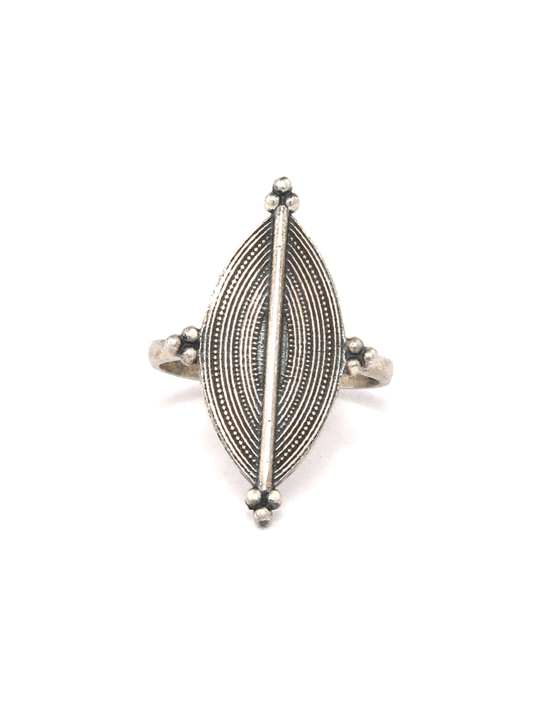 Vintage Vibe - Leaf Oxidised Silver-Plated Ring
