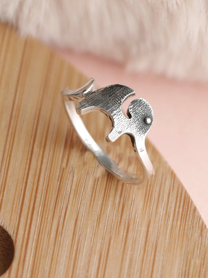 Oxidised Silver Elephant Ring