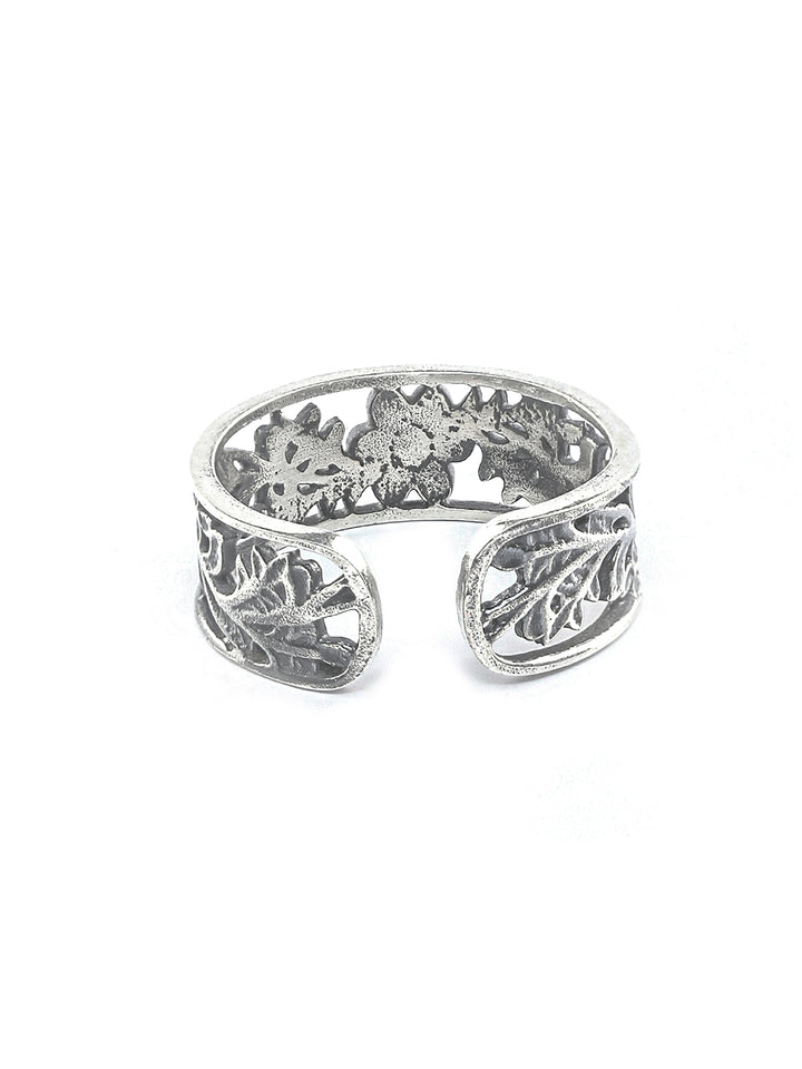 Oxidised Silver Floral Boho Thumb Ring