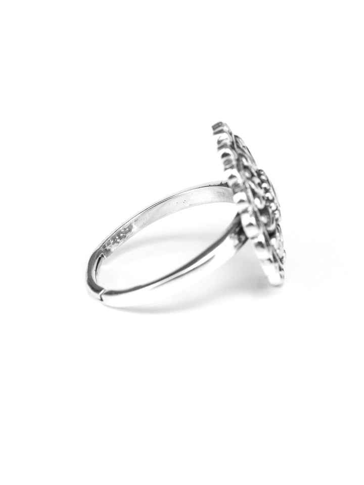 American Diamond Studded Heart Sterling Silver Ring