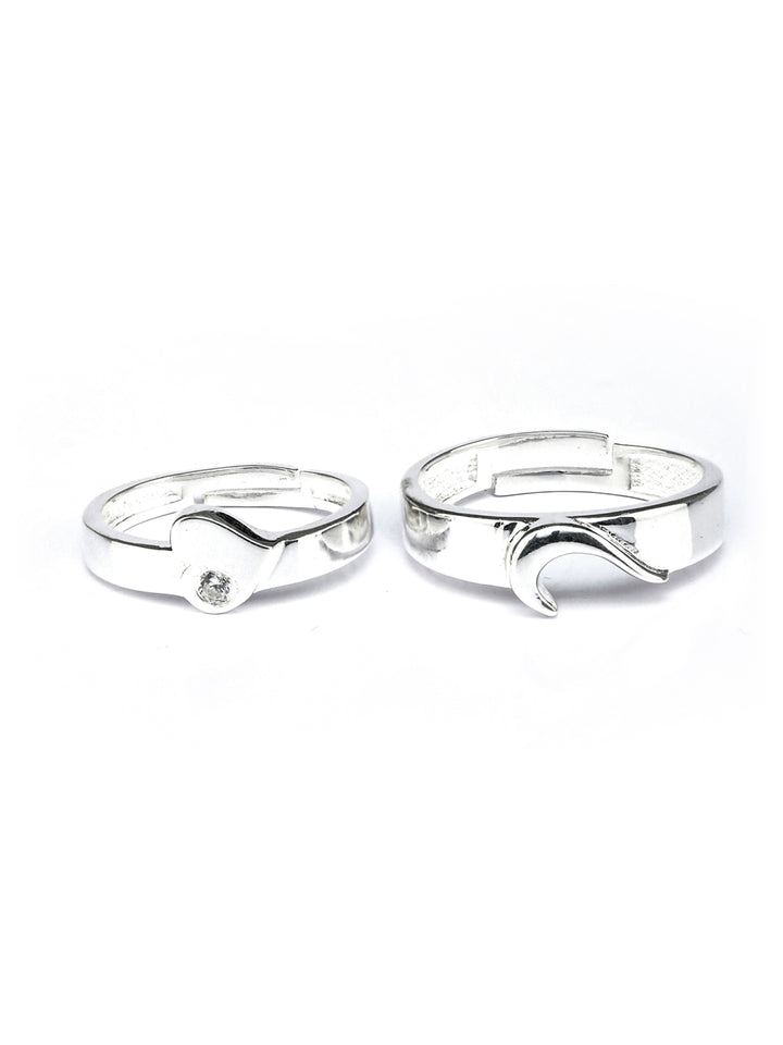 His & Her Heart Sterling Silver Couple Rings