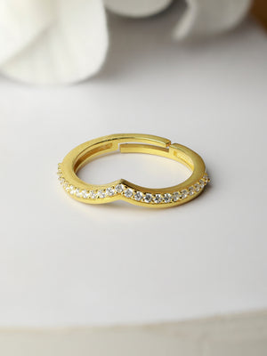 Gold Curved Crown Sterling Silver Ring