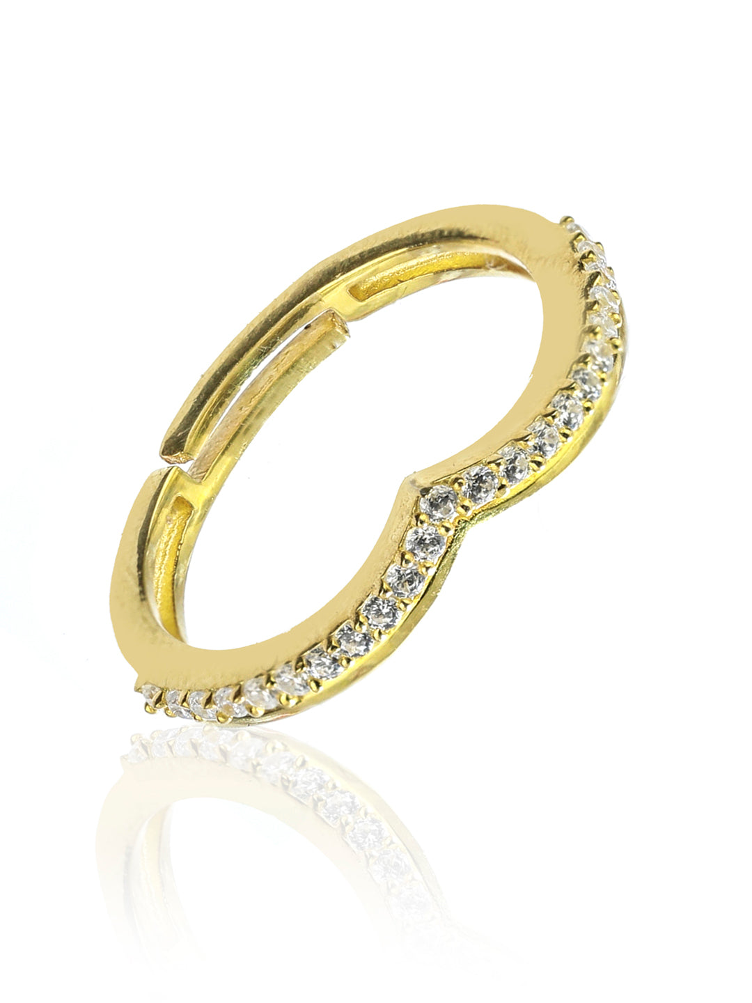 Gold Curved Crown Sterling Silver Ring