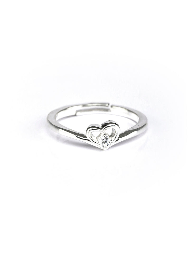 Sparkling Heart Sterling Silver Ring