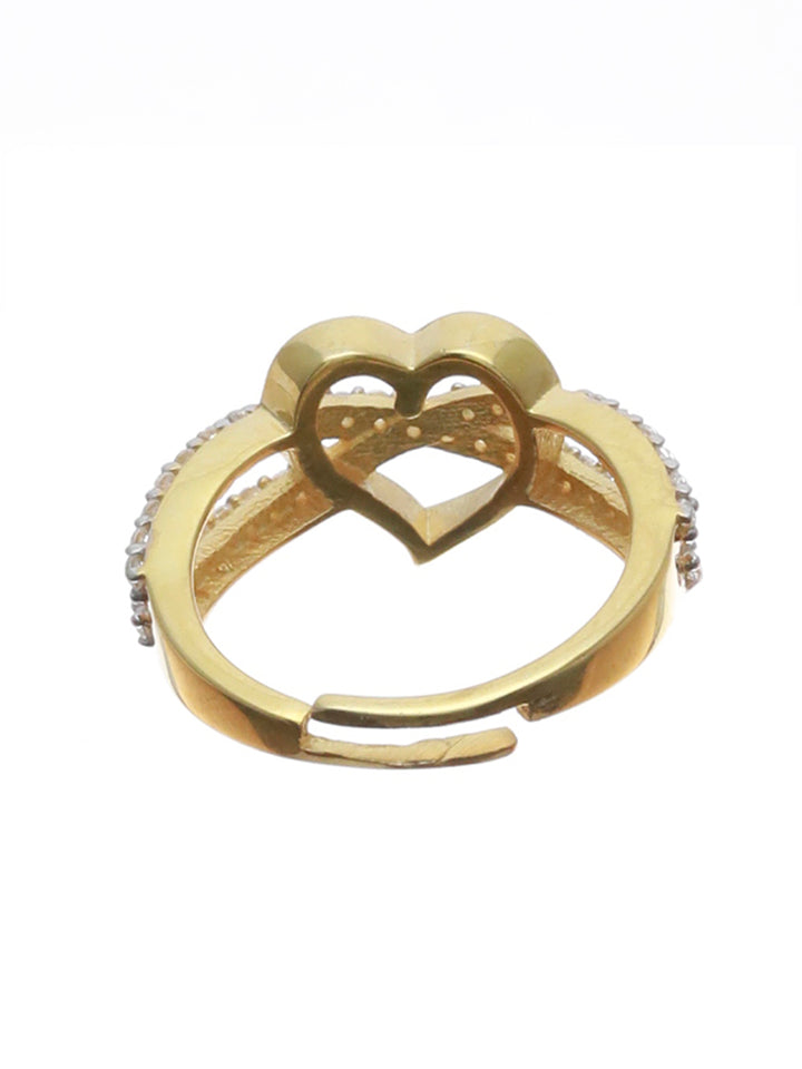 Sparking Heart Gold Plated Sterling Silver Ring