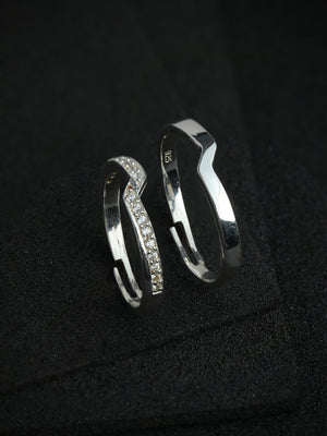 Uniting American Diamond Silver Couple Rings