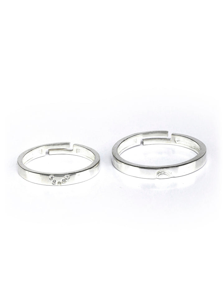 Heart Engraved Sterling Silver Couple Rings