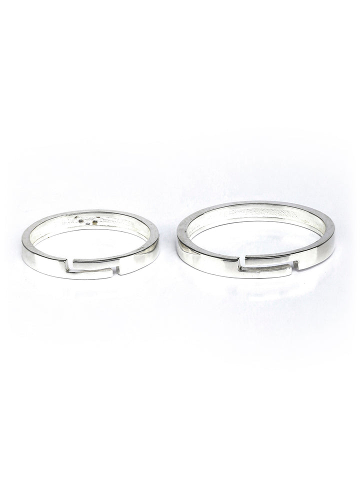 Heart Engraved Sterling Silver Couple Rings