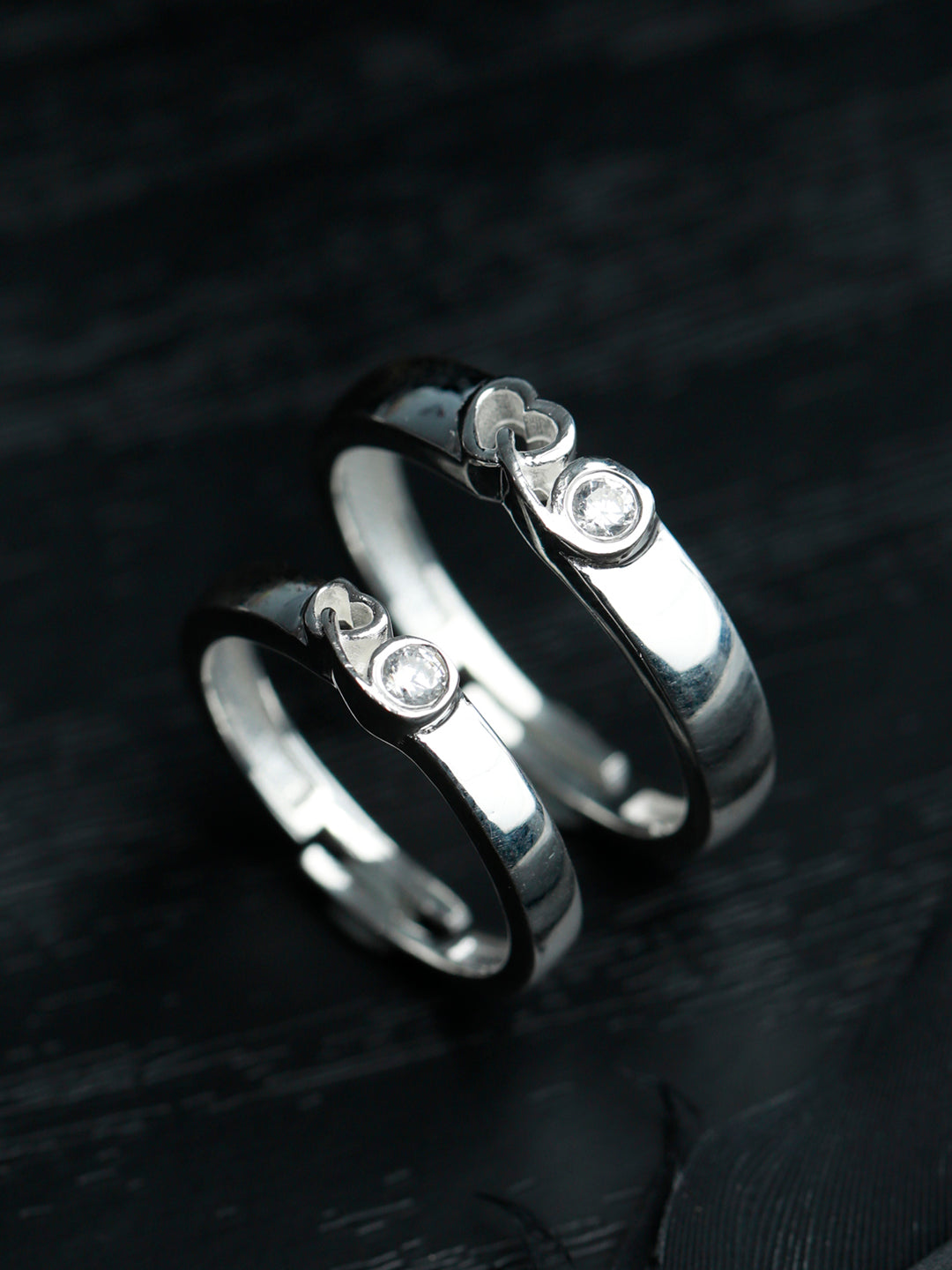 Plain Silver Couple Rings with Name Engraved