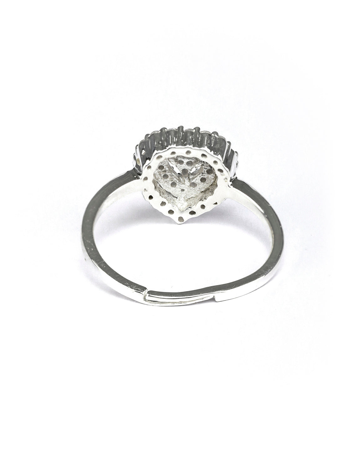Sterling Silver Studded Hearts Ring