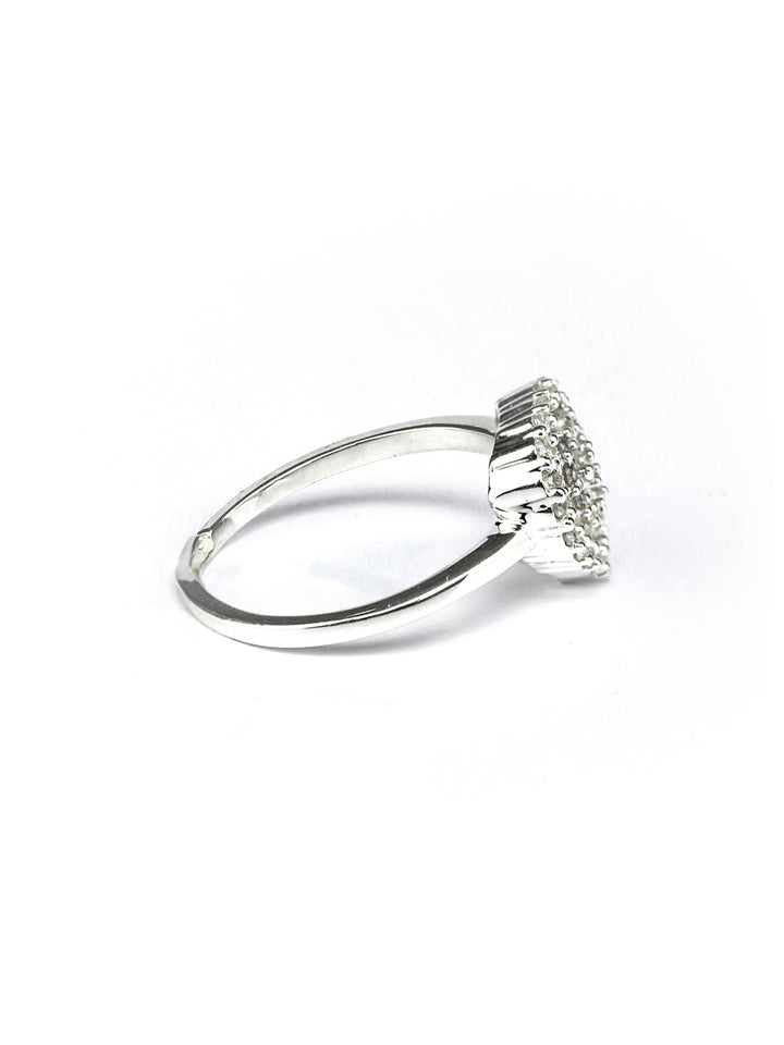 Sterling Silver Studded Hearts Ring