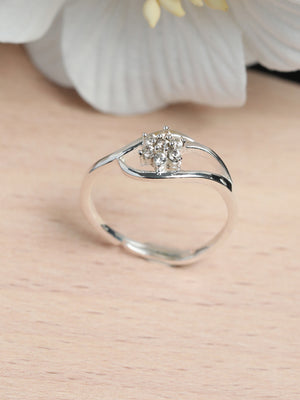 Sterling Silver Tiny Flower Zircon Ring