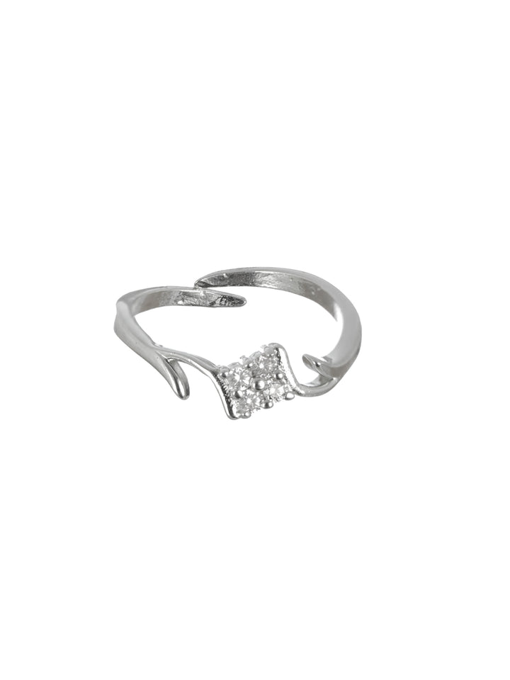 Floral American Diamond Sterling Silver Ring