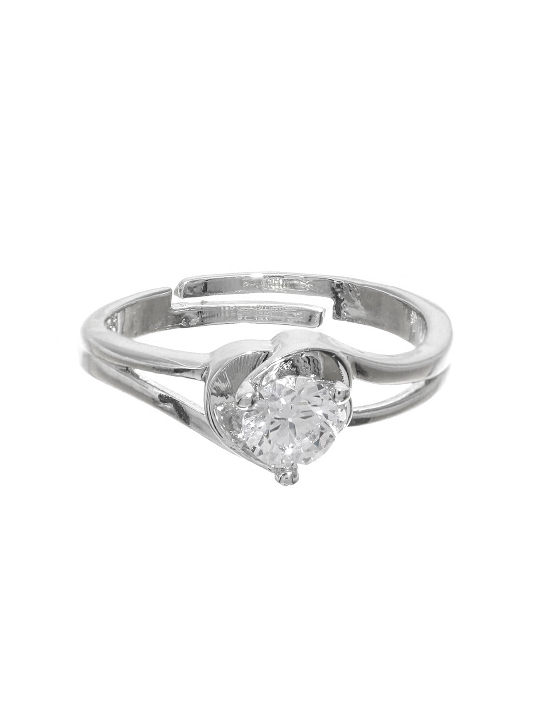 Cubic Zirconia Solitaire Silver Ring