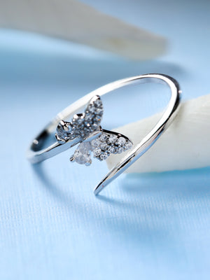 Sheer by Priyaasi Butterfly American Diamond Sterling Silver Ring
