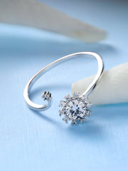 Sheer by Priyaasi Shining Flower American Diamond Sterling Silver Ring