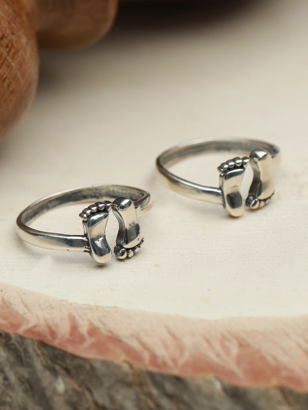 Oxidised Silver Baby Feet Toe Rings – Priyaasi
