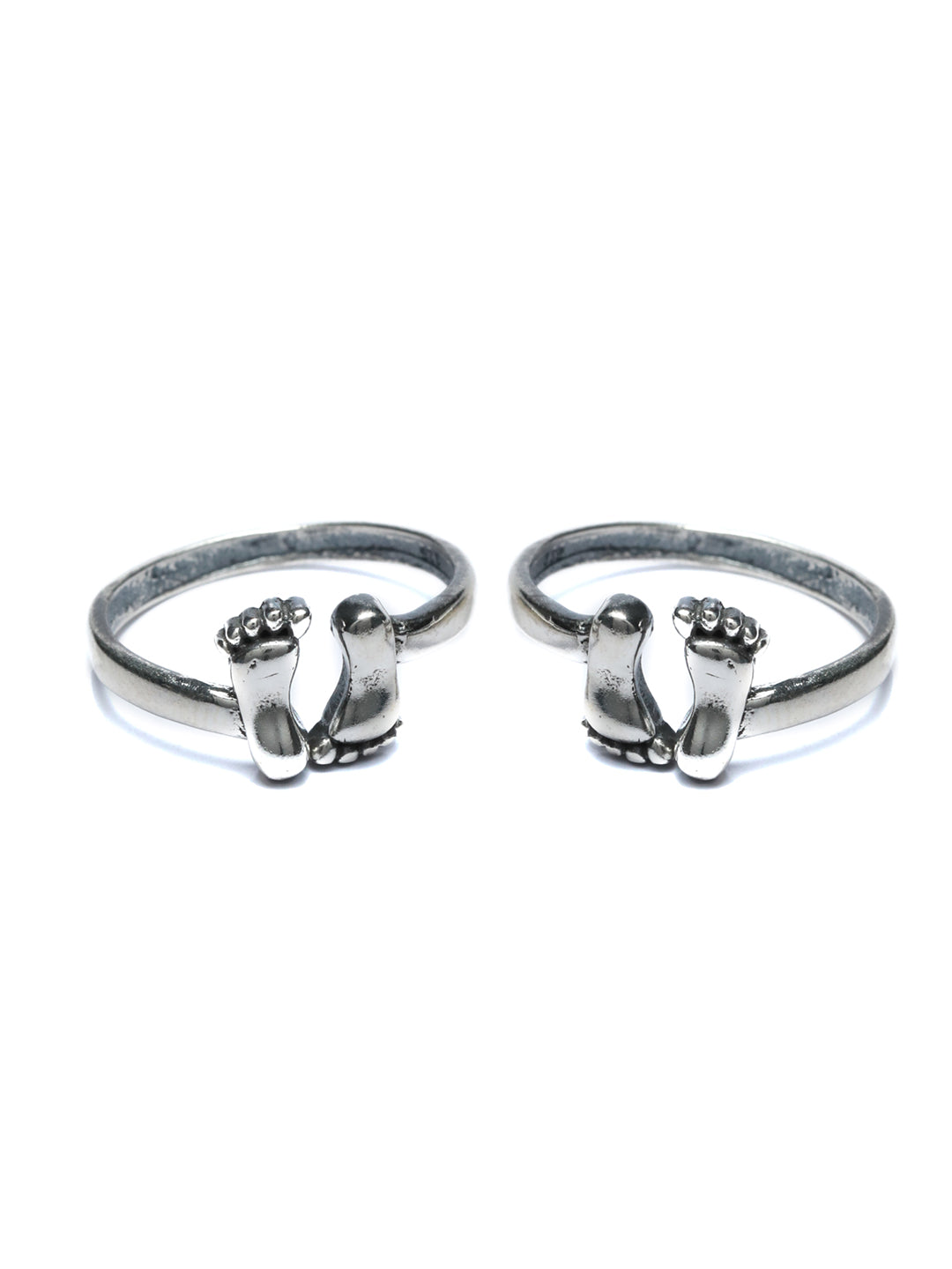 Oxidised Silver Baby Feet Toe Rings