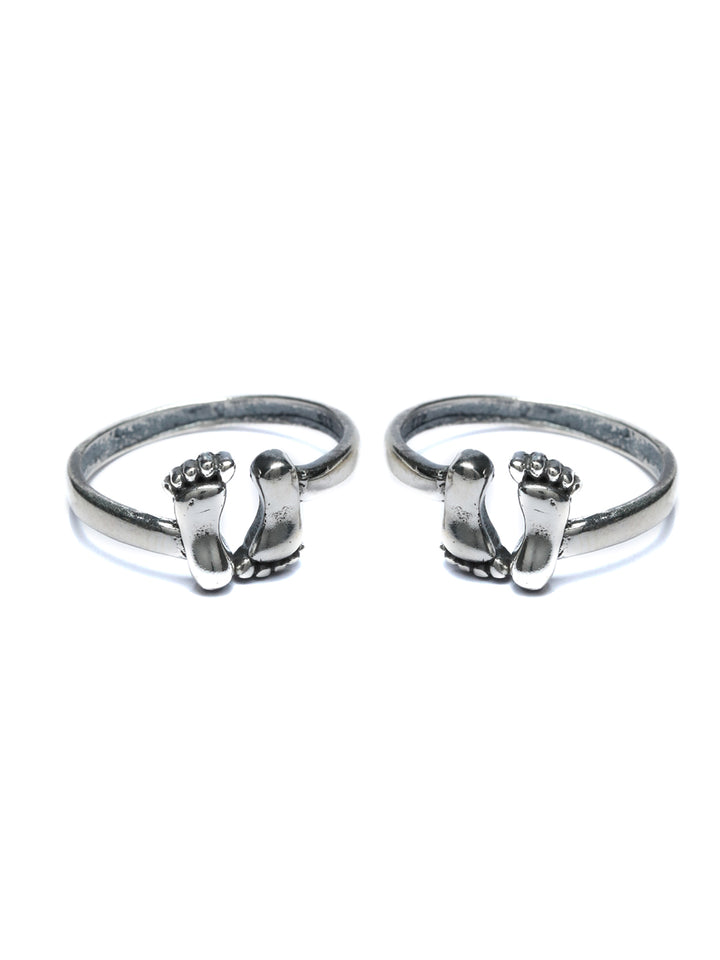 Oxidised Silver Baby Feet Toe Rings