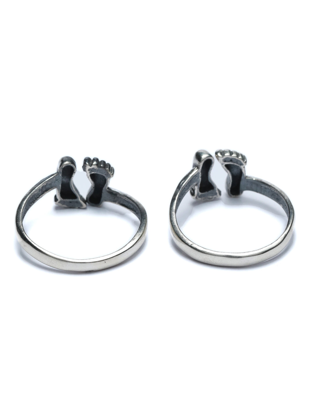 Oxidised Silver Baby Feet Toe Rings