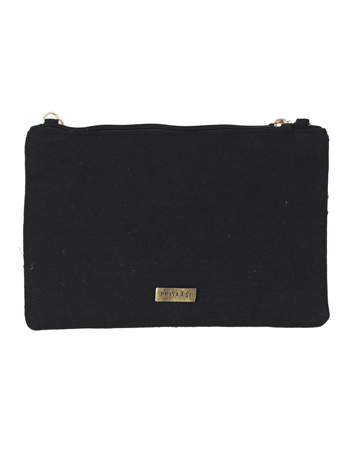 Black & Beige Embellished Sling Bag