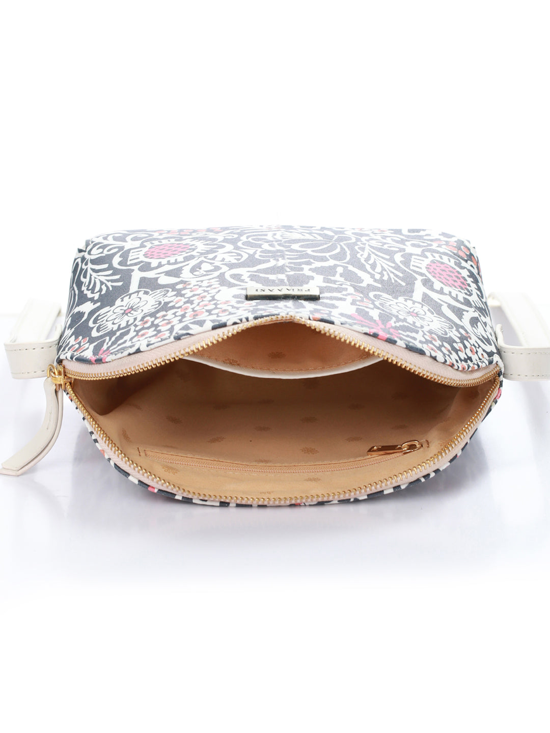 Black Floral Motif Sling Bag