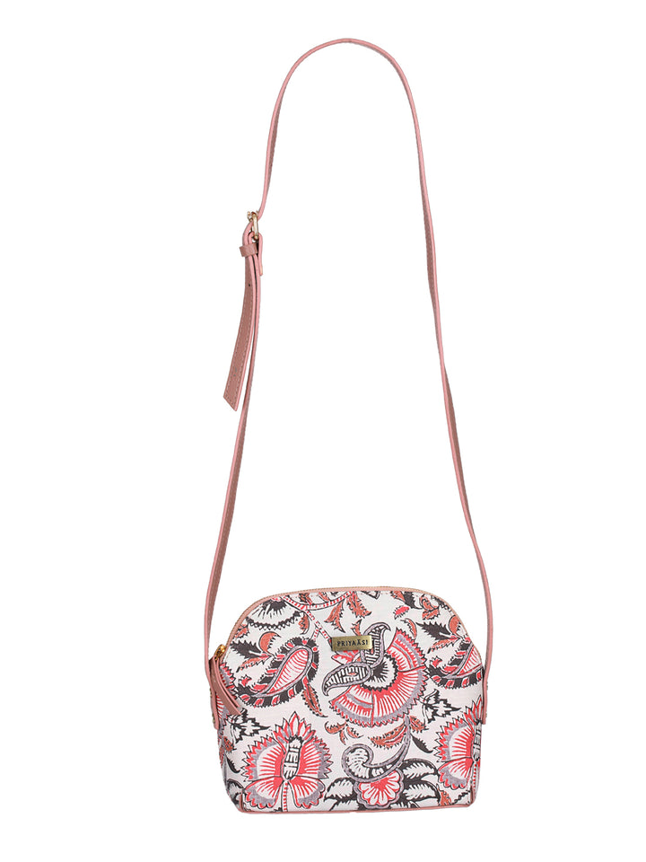 Pink Floral Motif Sling Bag
