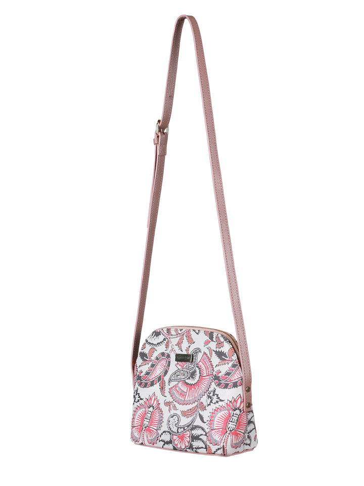 Pink Floral Motif Sling Bag