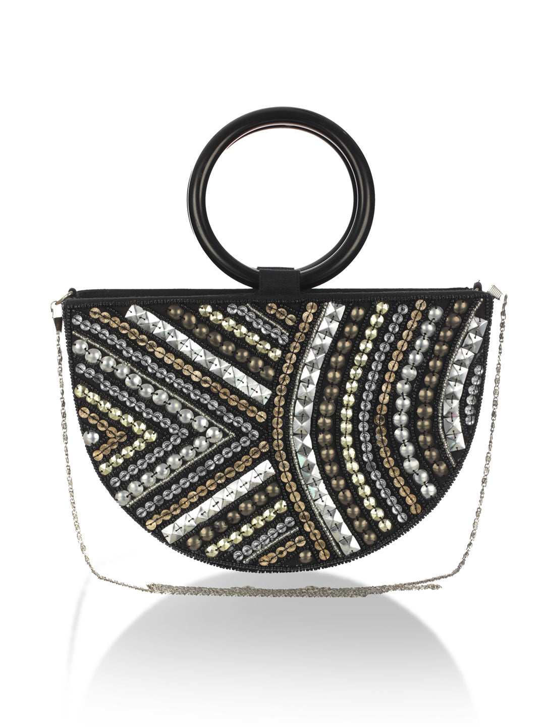 Black Bling Sequin Round Sling Bag- Priyaasi