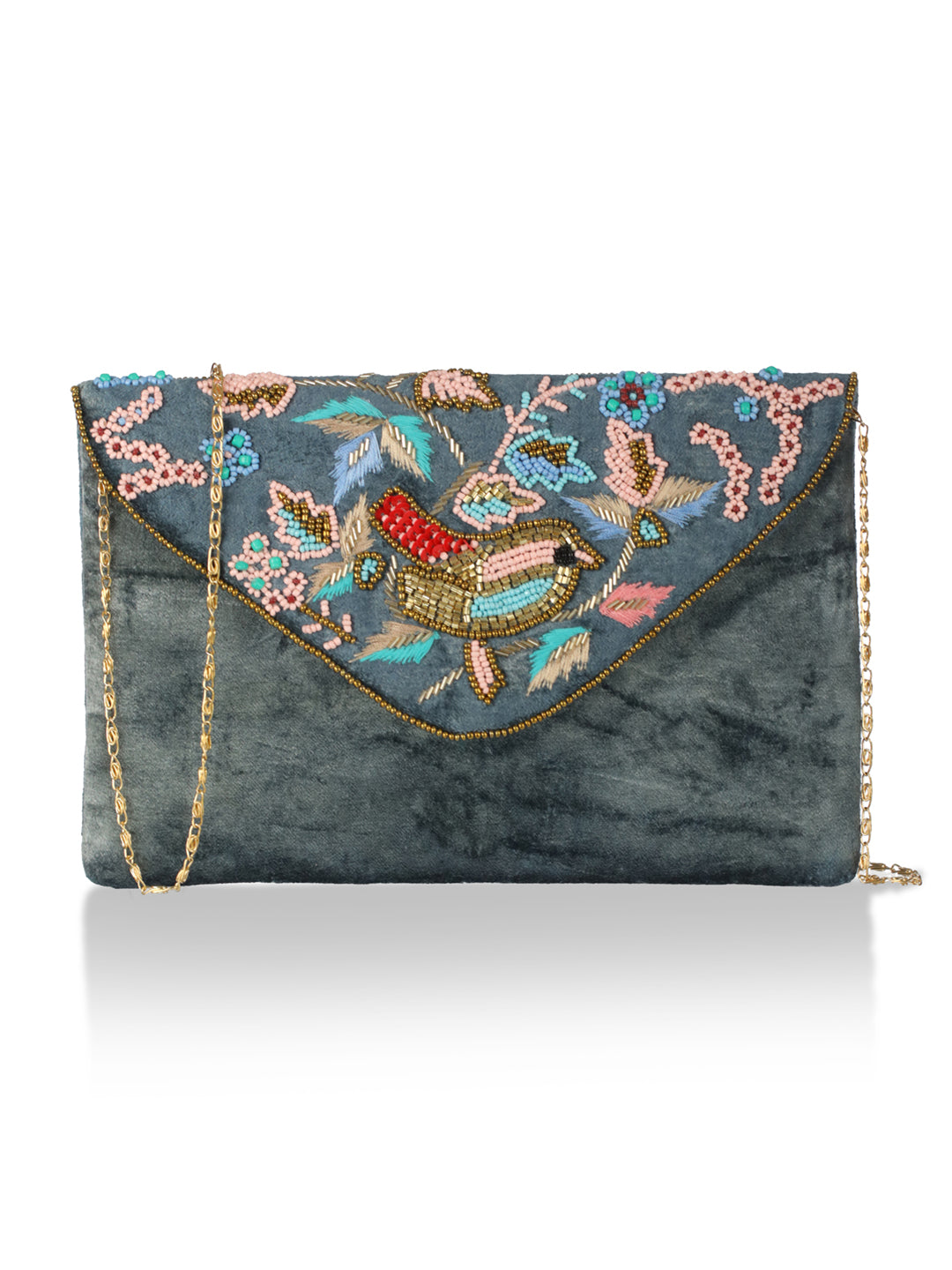 Priyaasi BirdBliss Beaded Velvet Sling Bag