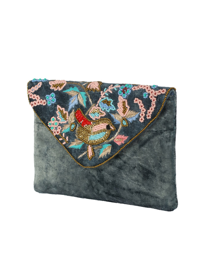 Priyaasi BirdBliss Beaded Velvet Sling Bag