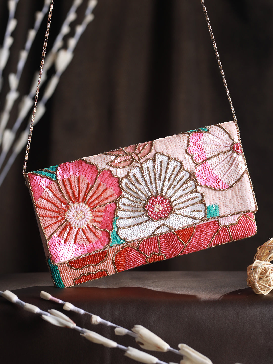 Priyaasi Subtle Shine Floral Sling Bag