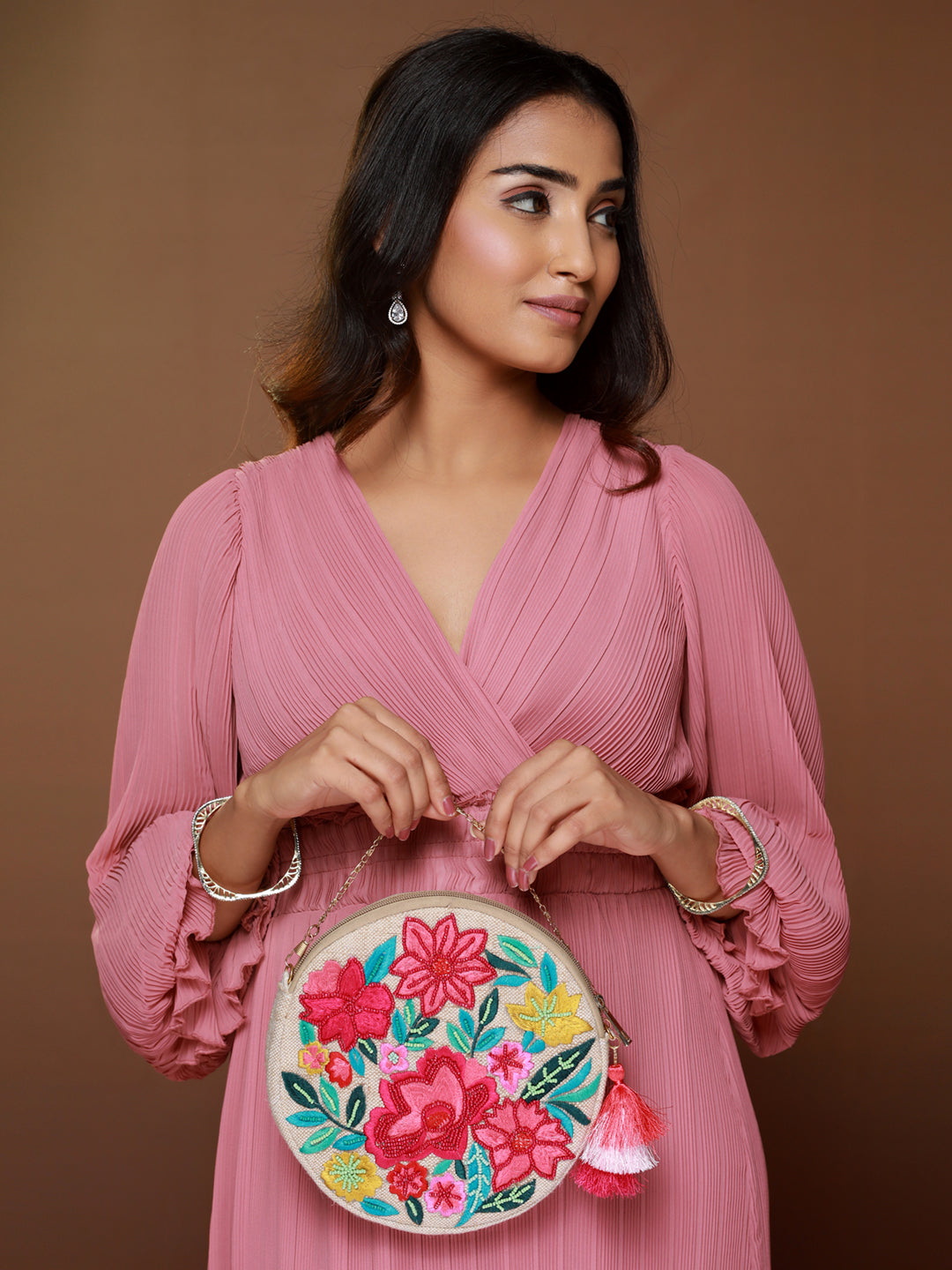 Priyaasi Phool-ing A-round Beaded Cross Body Bag