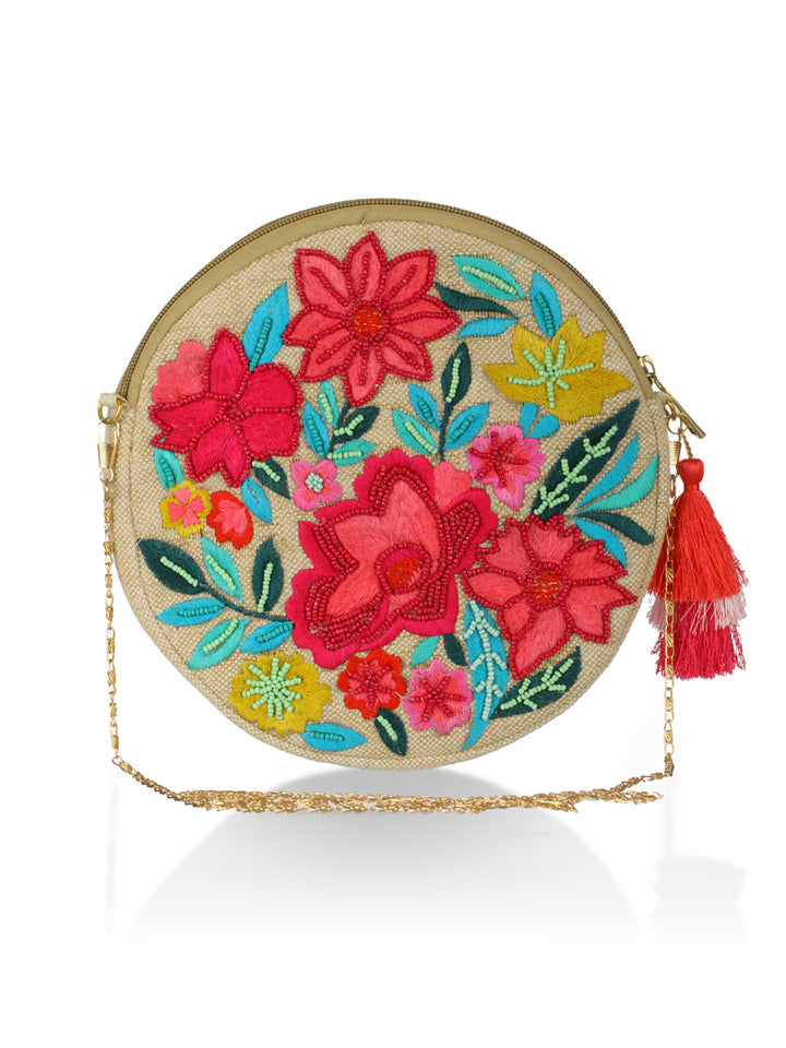 Priyaasi Phool-ing A-round Beaded Cross Body Bag