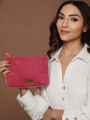 The Ruling Solid Pink Utility Zipper Pouch