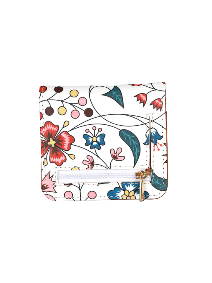White Tropical Floral Two Fold Wallet and Sling Bag Set