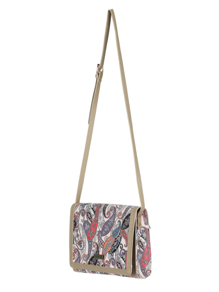 Paisley Kalamkari Floral Two Fold Wallet and Sling Bag Set