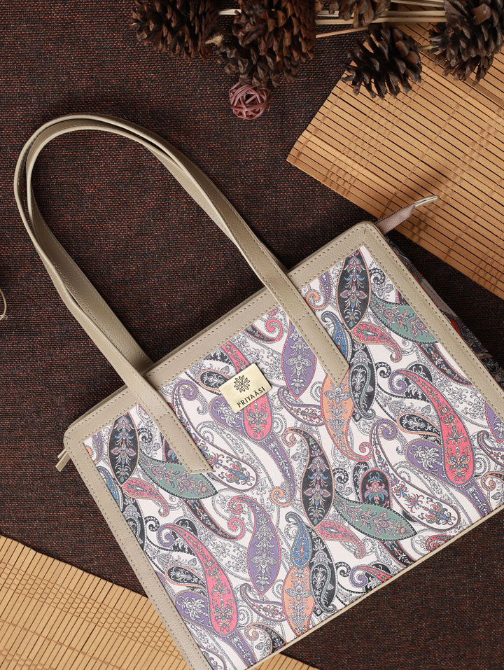 Paisley Kalamkari Floral Tote Bag