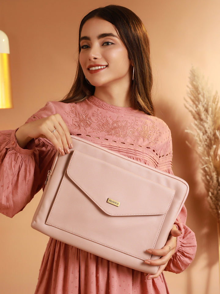 Blush Pink Solid Laptop Sleeve and Tote Bag Set