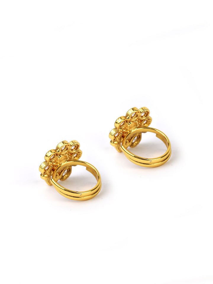 Kundan Studded Gold Plated Toe Ring