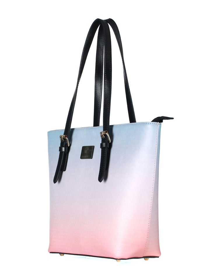 Peach & Blue Ombre Flap Wallet and Tote Bag Set