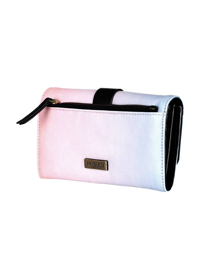 Peach & Blue Ombre Flap Wallet and Tote Bag Set