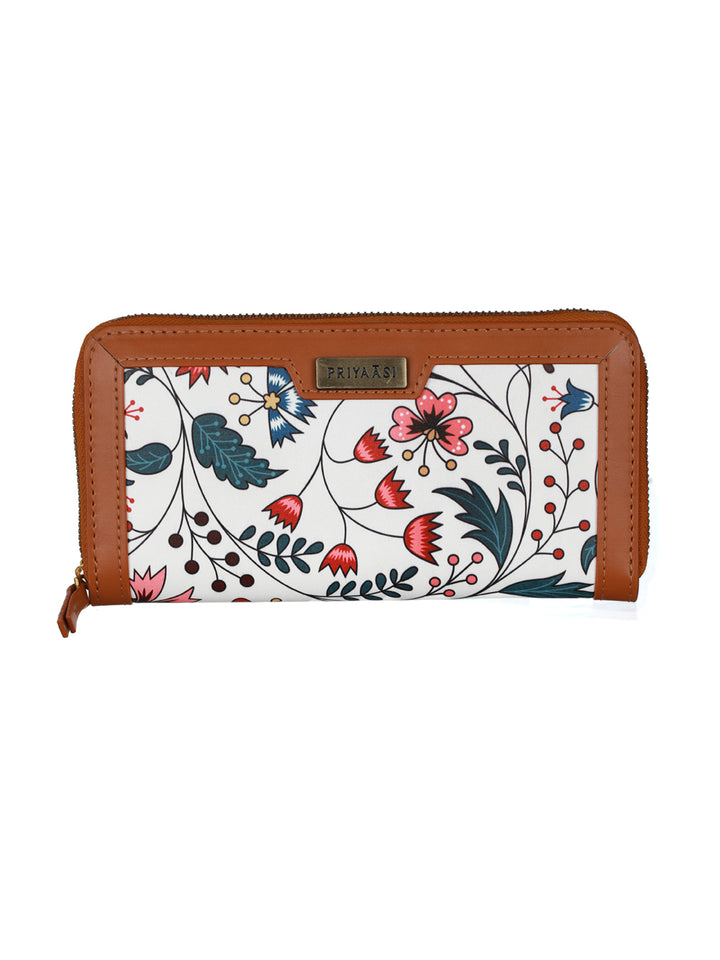 White Tropical Floral Chain Wallet