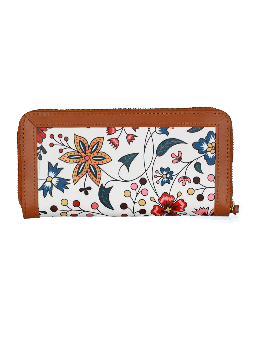 White Tropical Floral Chain Wallet
