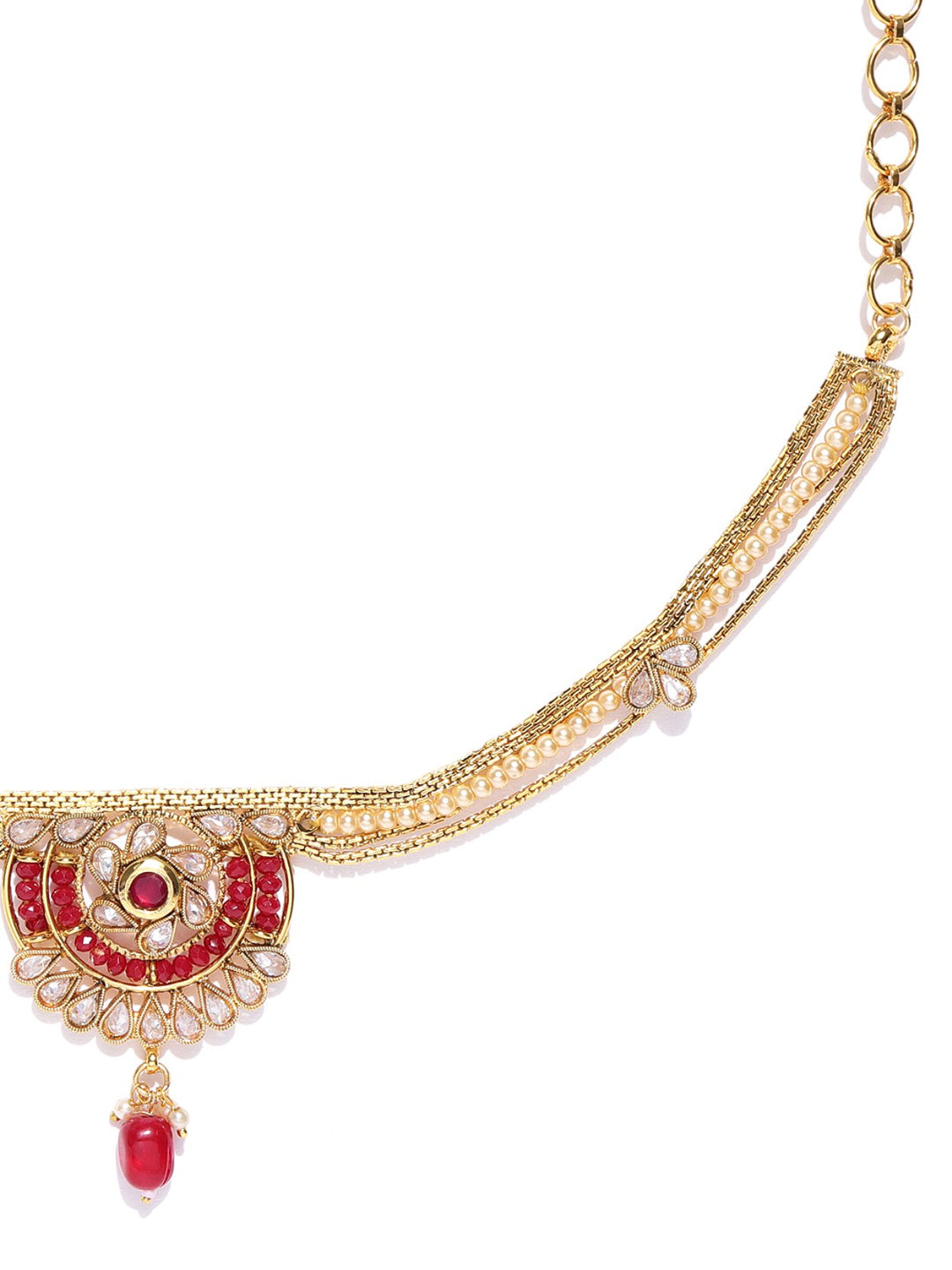 Red Colour Traditional Gold Plated Multistrand WaistBelt For Women And Girls+H1