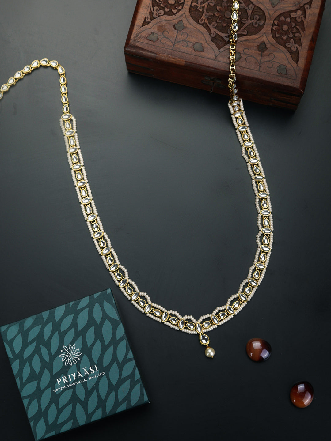 Kundan Beads Pearl Gold Plated Waistband