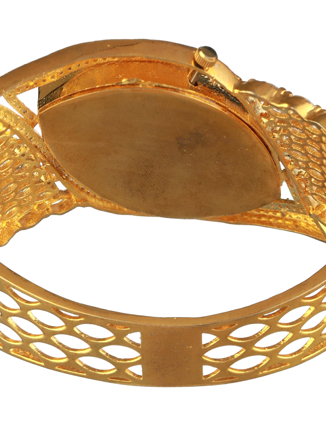 Gold Plated Kundan Chain Bracelet Watch For Women