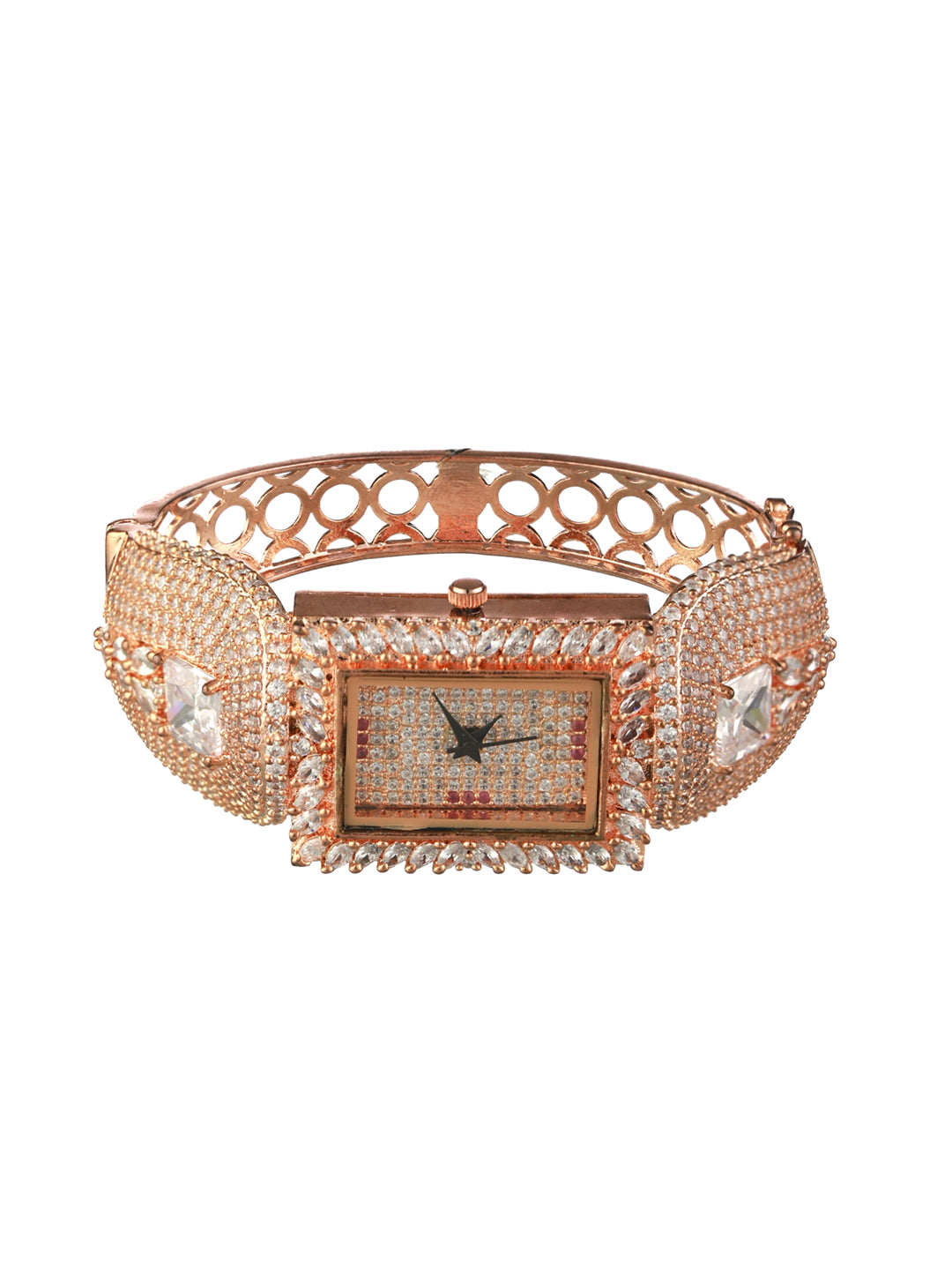 American Diamond Rose Gold-Plated Bracelet Watch